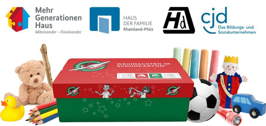 Symbole "Weihnachten im Schuhkarton" im MGH Ramstein